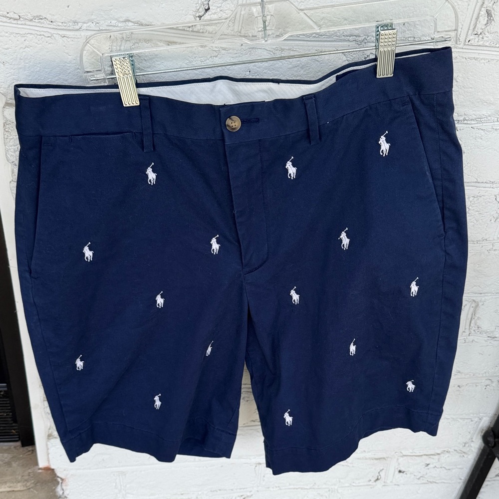 Polo by Ralph Lauren Navy Embroidered Player Chino Shorts